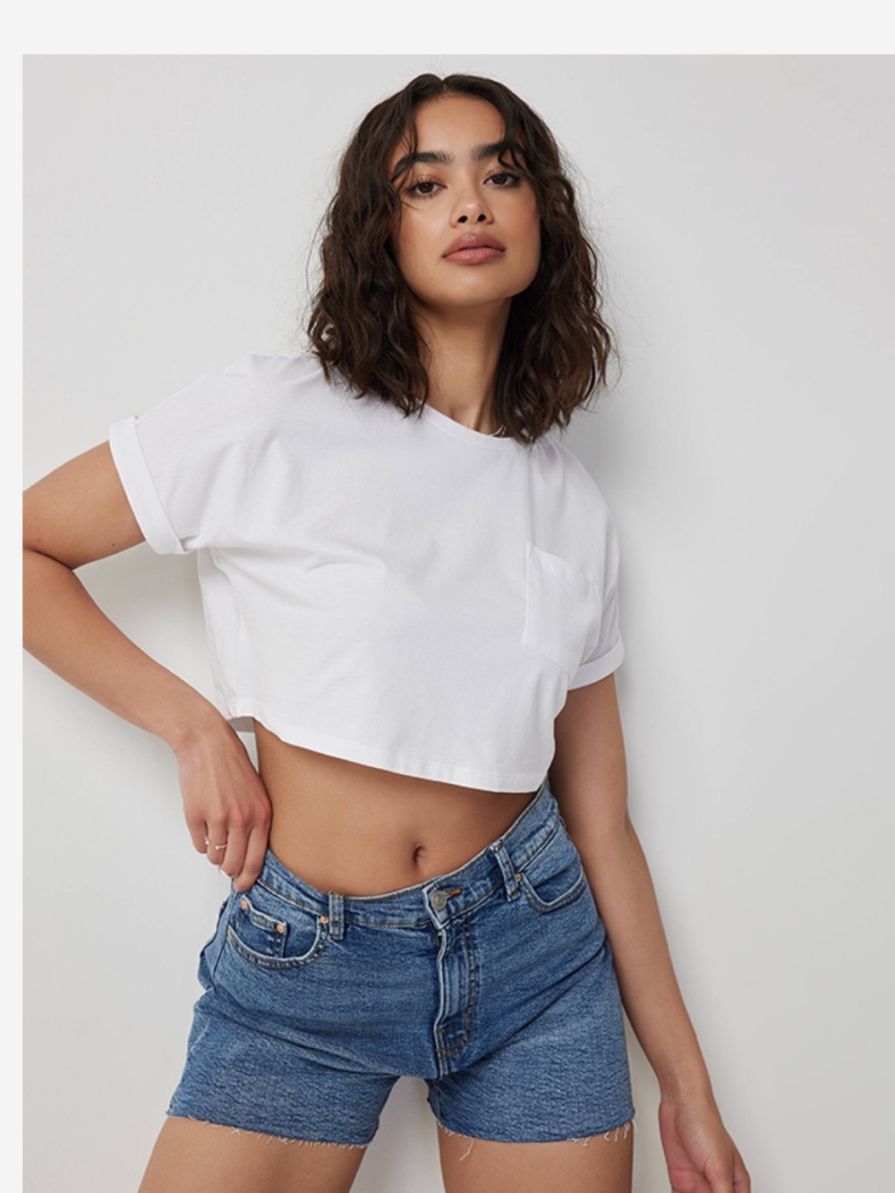 Signature White Cropped Pocket Tee